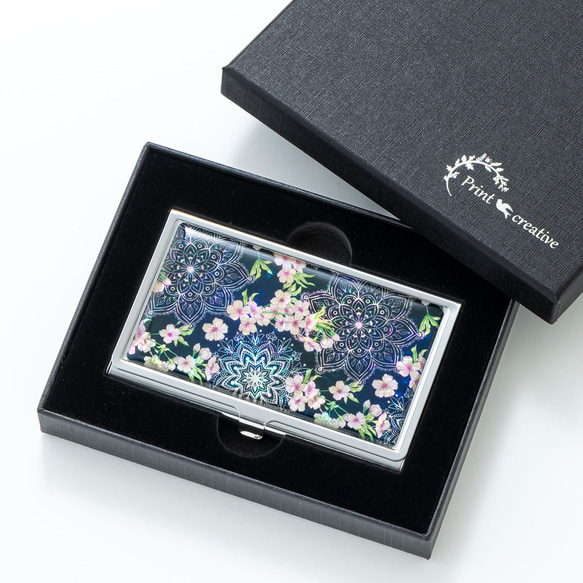 天然貝 名刺カードケース（夜桜）シェル・螺鈿アート｜ギフト・プレゼントにおすすめ 1枚目の画像