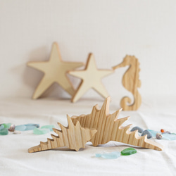 貝殻 オブジェ Ｌサイズ 木製 シェル マリン 浜辺 1枚目の画像