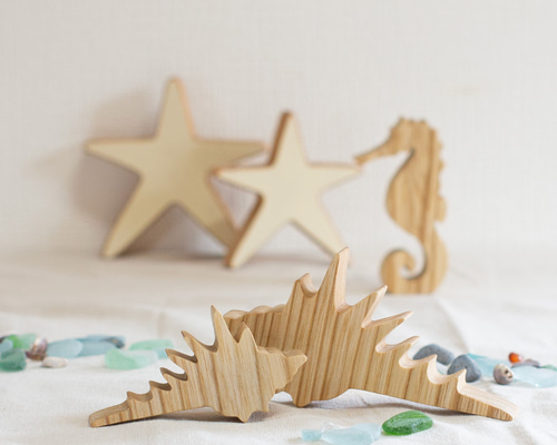 貝殻 オブジェ｜全2種類 木製 シェル マリン 浜辺 サマー 夏 海