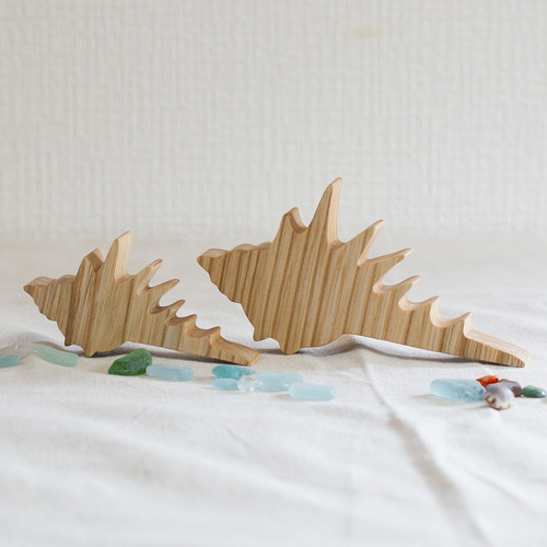 貝殻 オブジェ｜全2種類 木製 シェル マリン 浜辺 サマー 夏 海