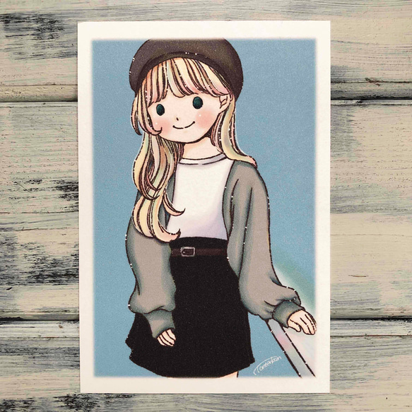ベレー帽女の子 ポストカード no.20011 1枚目の画像