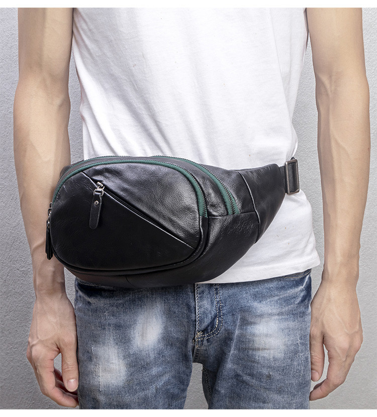 復古牛革ウエストポーチ 大容量ボディバッグ