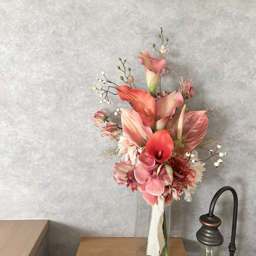 カラー＆アンスリウムのスリムbouquet ◻︎アーティフィシャルフラワー 
