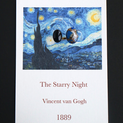 ゴッホ『 星月夜』ラピスラズリ × オニキス　お守り絵画リング 4枚目の画像