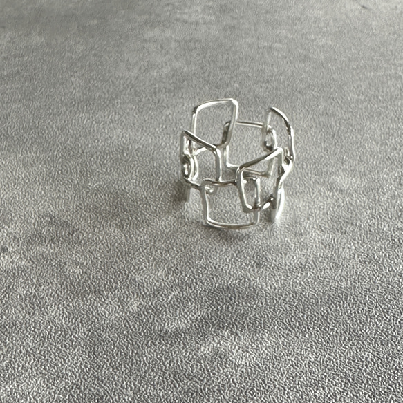 silver950/四角がいっぱいのリング 3枚目の画像