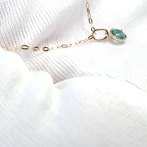 パライバトルマリンのペンダントトップ　K10 パライバトルマリン 6本爪ネックレス レディース K10 10金