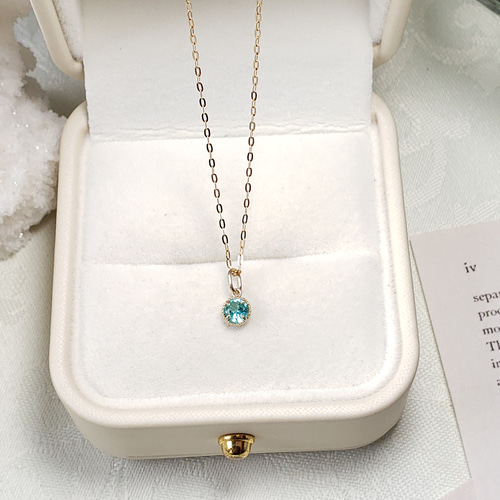 奇跡の輝き?Paradise Blue パライバトルマリン 4mm K18/K10製