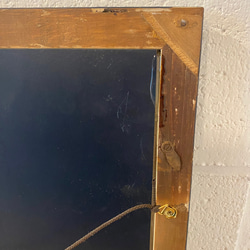 アンティーク　ミラー　木製　鏡　看板　古材　アート　フレーム【オーダーメイド】ミラー部に文字ステッカー 4枚目の画像