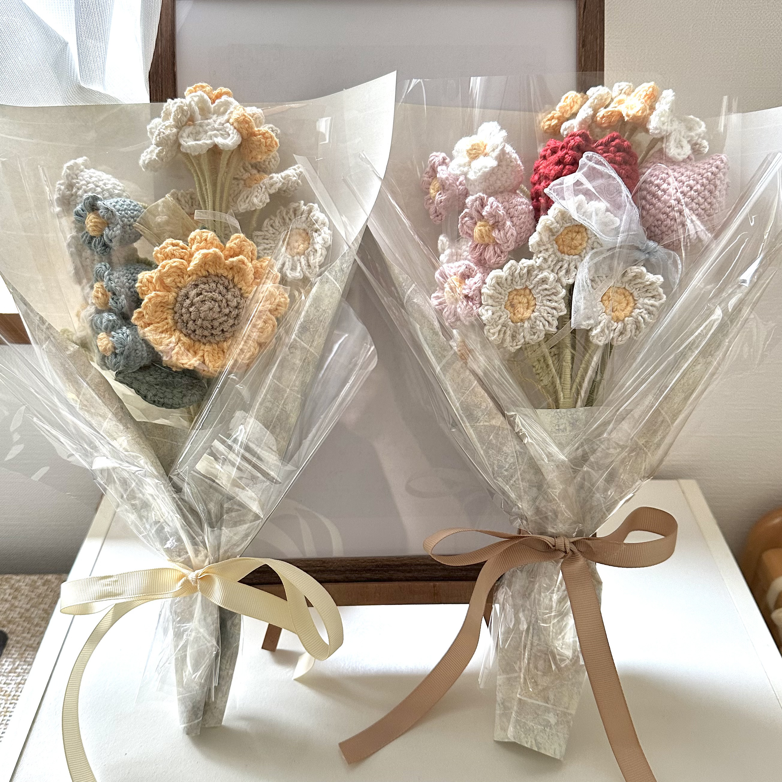 枯れない花 花束 プレゼント 誕生日 あみぐるみ かぎ編み 毛糸の花