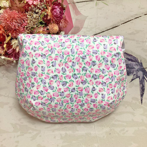 リバティ ふっくらタックのミニポーチ ティルティル アリスラベンダー  