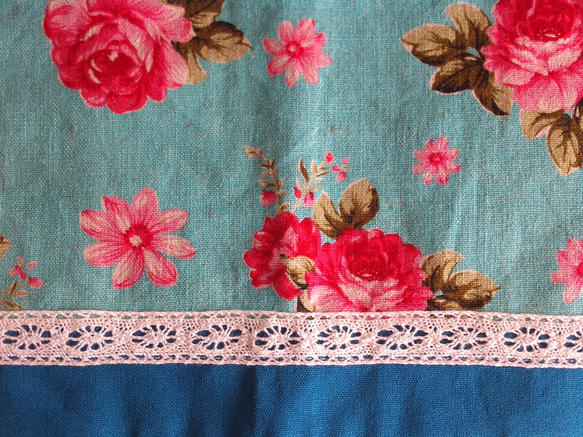 文庫本カバー（濃いピンクの花柄G、ブルー、レース） 5枚目の画像