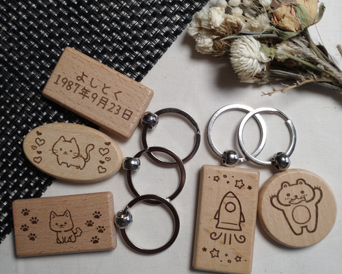 まこと先生＊確認用 お名前入りオーダーメイド木製キーホルダー♫ オリジナルイラスト入り 木製キーホルダー☆鞄やランドセルなど 名入れ