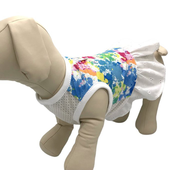 超小型犬 犬服 接触 冷感 抗菌 UV ペイント柄 タンクトップ ペット服 夏 チワワ  トイプードル 豆柴 小型犬 服 4枚目の画像
