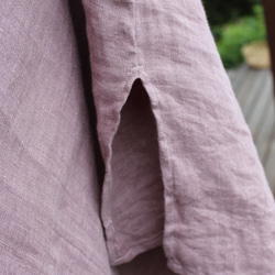 リネン100%ダブルガーゼ　フレンチスリーブレジェワンピース　ピンク紫陽花 19枚目の画像