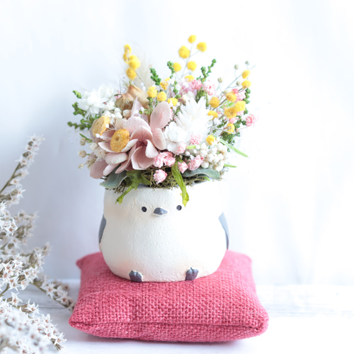 プリザーブドフラワー♡シマエナガin blue & summer プリザーブドフラワー♡シマエナガin blue & summer フラワー