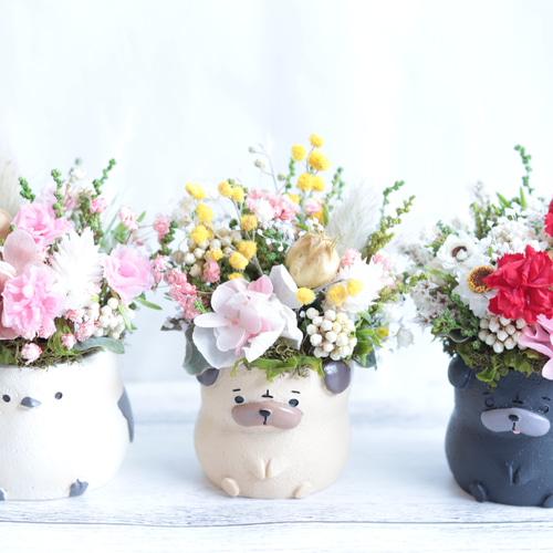 ミモザ ⚘ シマエナガさんのミニリース (ミモザ&菜の花) 受注製作】シマエナガさんと春のお散歩“ミモザ”＊プリザーブド