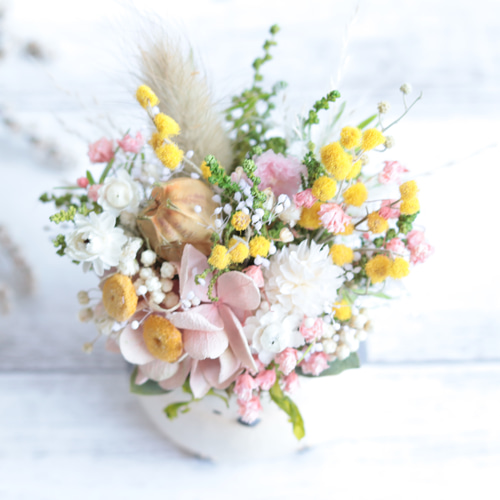 選べる木製ピック付】シマエナガさんと春のお散歩“ミモザ