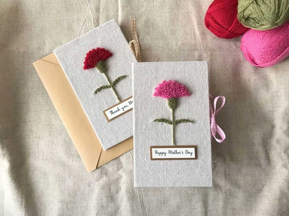 カーネーションの花 母の日 手作りカード 母の日カード | ピンクの花 4枚目の画像