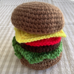 アクリルたわし　ハンバーガー　編みぐるみ 1枚目の画像