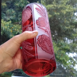 「カーネーション」花器　母の日　赤　サンドブラスト 9枚目の画像