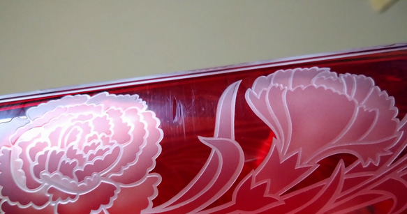 「カーネーション」花器　母の日　赤　サンドブラスト 15枚目の画像