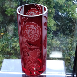 「カーネーション」花器　母の日　赤　サンドブラスト 6枚目の画像