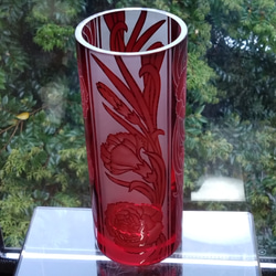 「カーネーション」花器　母の日　赤　サンドブラスト 5枚目の画像