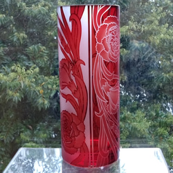 「カーネーション」花器　母の日　赤　サンドブラスト 1枚目の画像