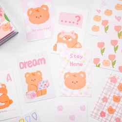 可愛いい❤️❤️フレークシール( ⸝⸝•ᴗ•⸝⸝ )くまさんといちごがいっぱい♡♡ SALE！かわいいクマさんのシールブック 50枚 peach pudding [AZ871