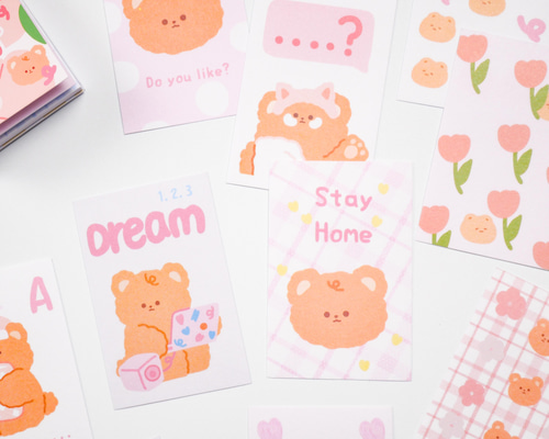 SALE！かわいいクマさんのシールブック 50枚 peach pudding [AZ871