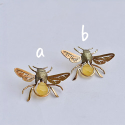 ハニーオパールの蜂さんbrassピアス～1匹～ 10枚目の画像
