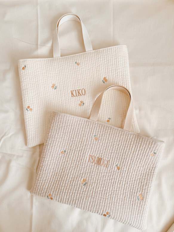 【お名前刺繍】ミニサイズヌビレッスンバッグ 1枚目の画像