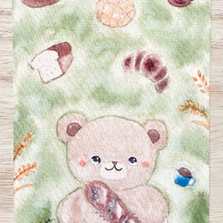 透明水彩画 ポストカード3枚セット「パン大好きクマちゃん」北欧イラスト　バースデーカード　母の日　父の日　くま 2枚目の画像
