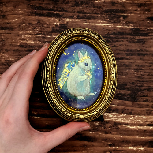 【美品】ウサギ　兎　天使　金属　置物　インテリア　工芸品　美術品　A3420 美品】ウサギ 兎 天使 金属 置物 インテリア 工芸品 美術品 A3420