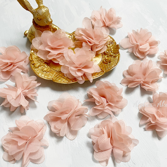 8個♡ファブリック フラワー 花 ピンク ふわふわ デコパーツ