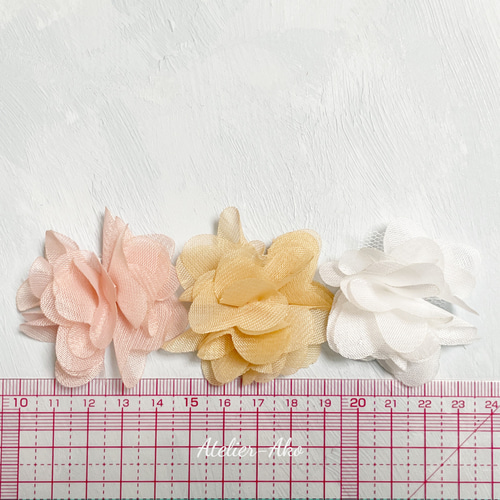 8個♡ファブリック フラワー 花 ピンク ふわふわ デコパーツ