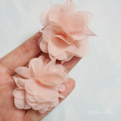 8個♡ファブリック フラワー 花 ピンク ふわふわ デコパーツ