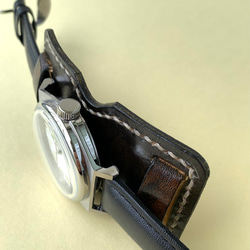 アンティーク腕時計ベルト本革カバー、時計付き 3枚目の画像