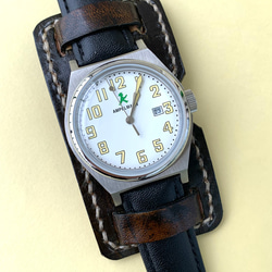 アンティーク腕時計ベルト本革カバー、時計付き 1枚目の画像