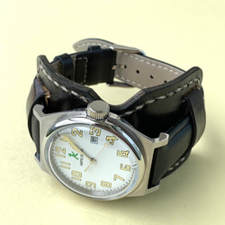 アンティーク腕時計ベルト本革カバー、時計付き 4枚目の画像
