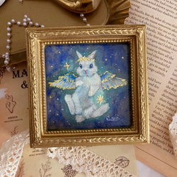 オーダー品　自作絵画　猫とうさぎたち　猫とうさぎの絵 水彩画 原画 ウサギと子猫 - メルカリ