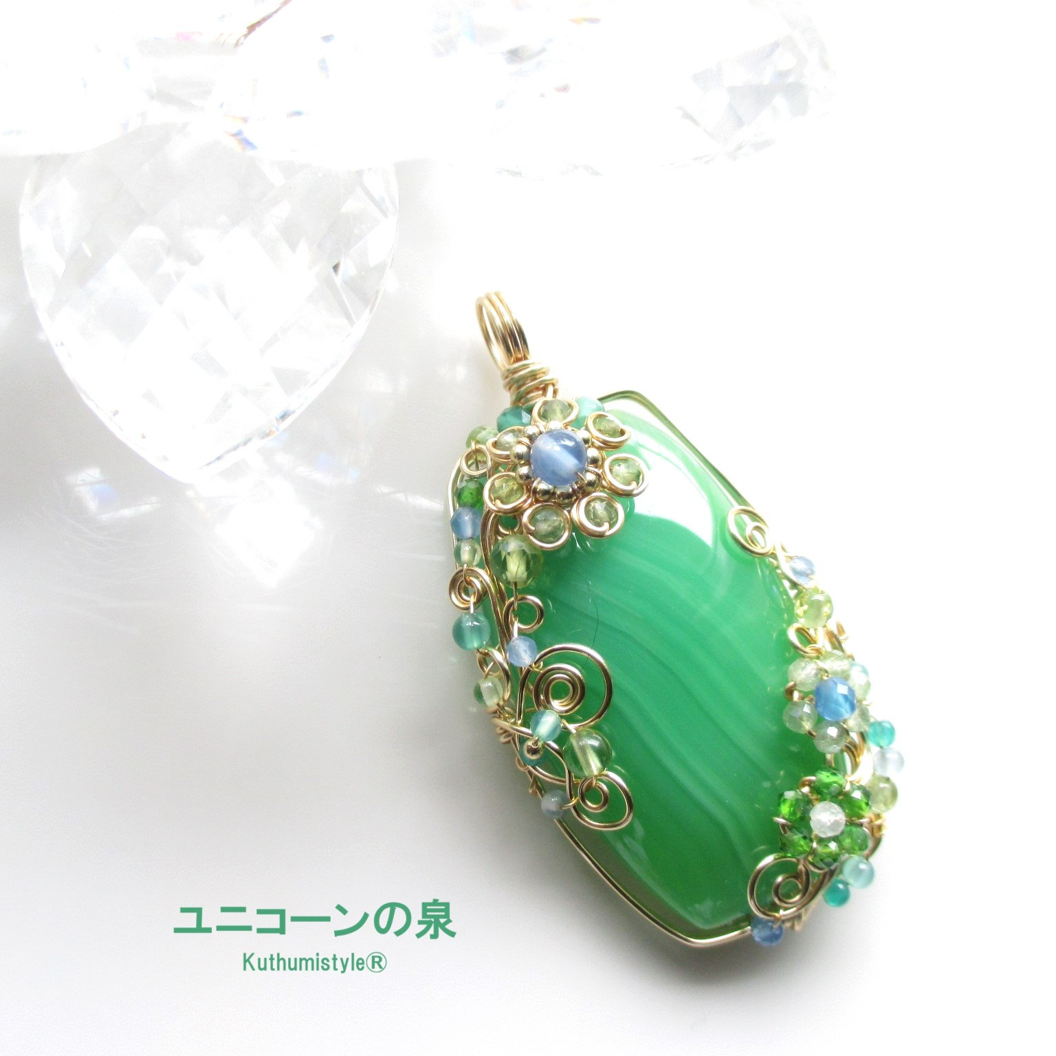 ウグイスメノウペンダント（ワイヤージュエリー☆ワイヤーアクセサリー☆クツミスタイル)