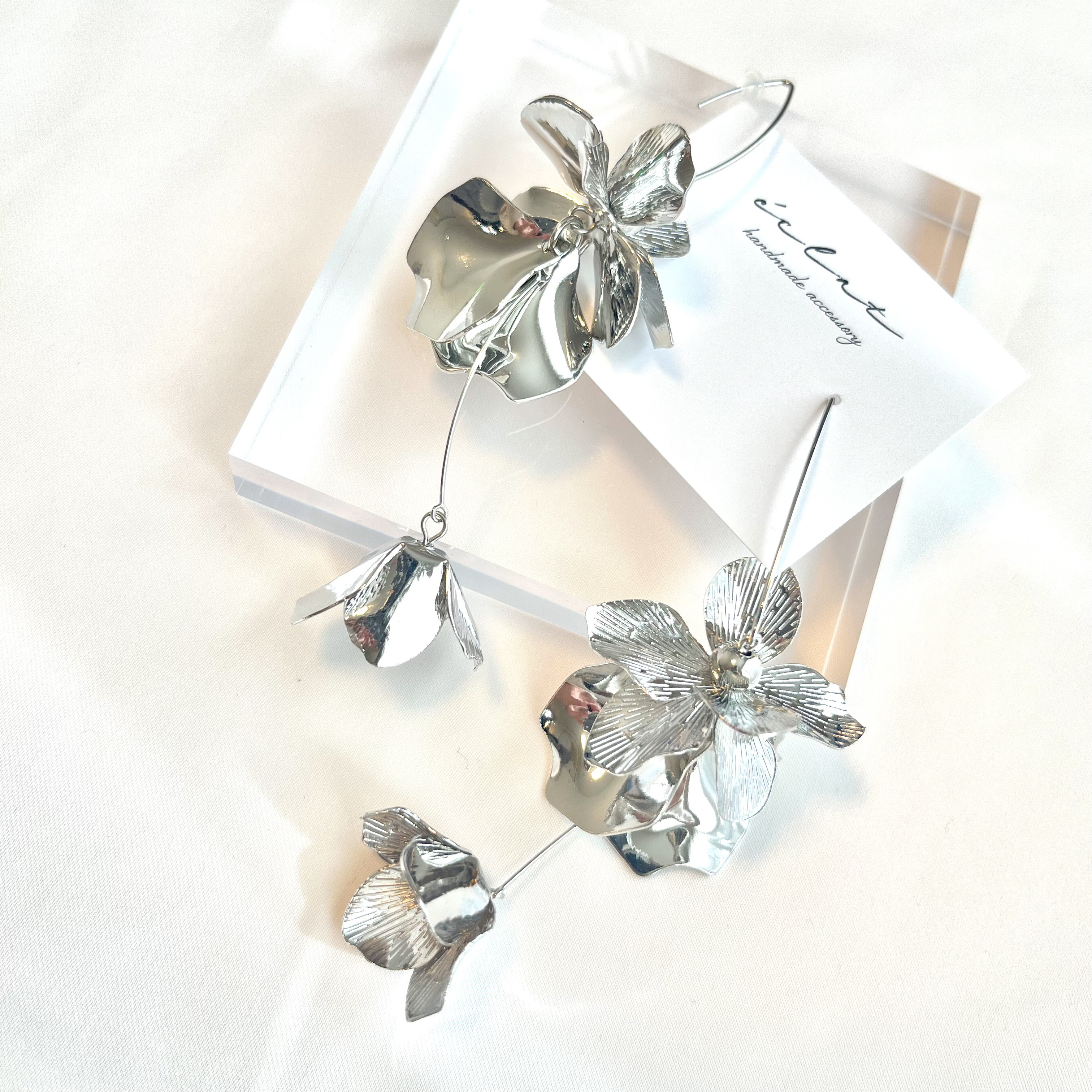 フラワー　花びら　ハート　シルバー　ゴールド　大ぶり　ノンホールピアス　5点 フラワー 花びら ハート シルバー ゴールド 大ぶり