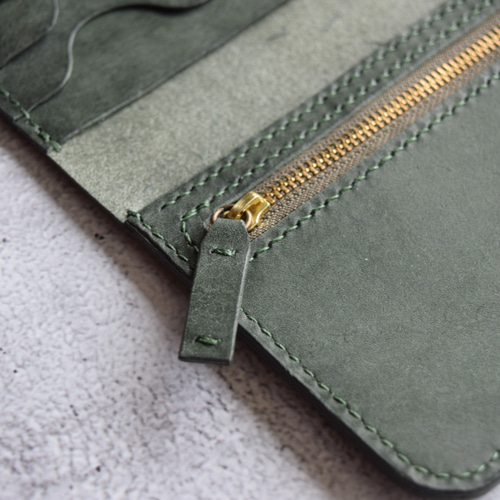 【モスグリーン】 ダブルファスナー　長財布 Yahoo!オークション -「長財布 モスグリーン」の落札相場・落札価格