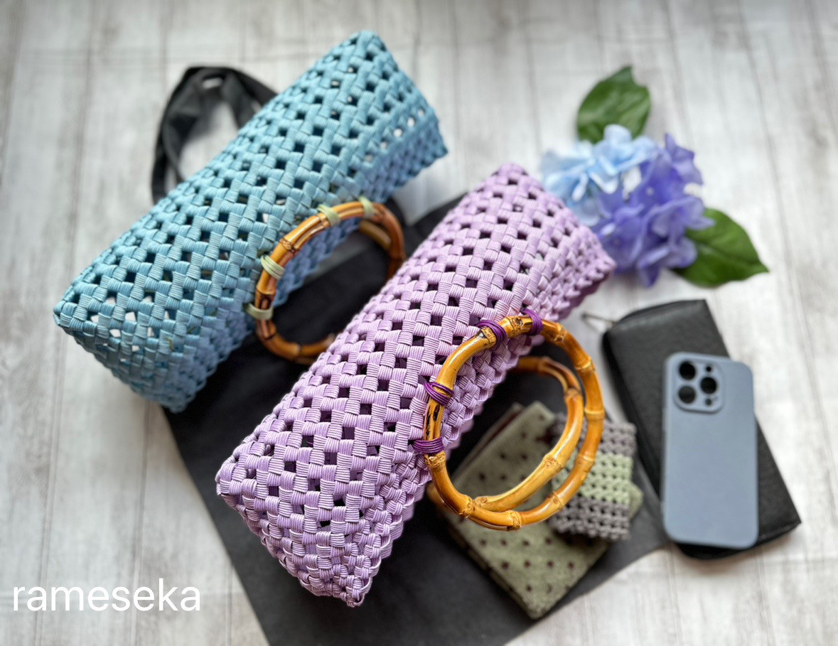 『特集掲載』紫陽花かごバッグ　　紫陽花カラー厳選10色から選べます！しかも出来上がってるので3日以内に発送！