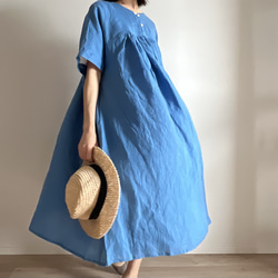 ハンドメイド　ウエストギャザーワンピース Sub【洋裁/リメイクにも】ウエストゴムのゆったりブラウジング