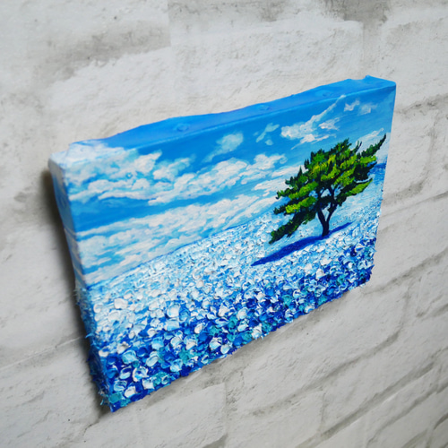 油絵 油彩 油彩画 絵画 絵 ミニ絵画 【ネモフィラの丘