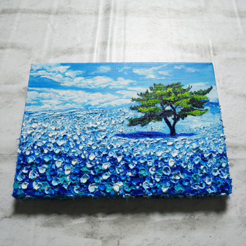 油絵 油彩 油彩画 絵 絵画【青い丘の道】 | HIROSHI1990