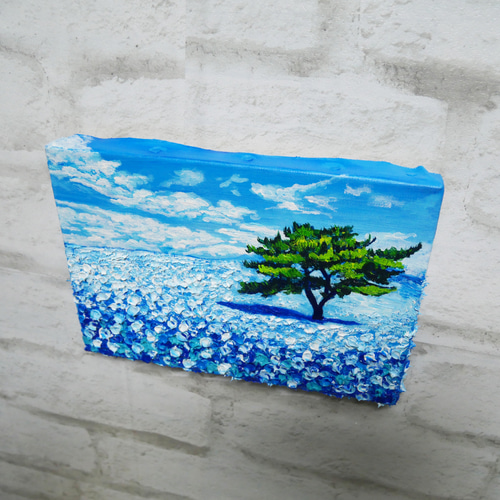 油絵 油彩 油彩画 絵 絵画【ネモフィラの丘】SM号 絵画 HR