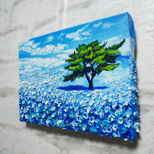 油絵 油彩 油彩画 絵 絵画【ネモフィラの丘】SM号 絵画 HR